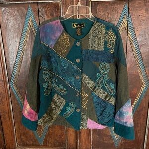 Vintage 90s Patchwork Bohemian Artsy Jacket Size M